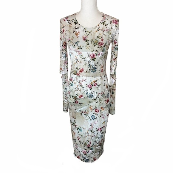 Preen By Thornton Bregazzi Sophie Dress Ivory Floral Medium - Picture 1 of 12